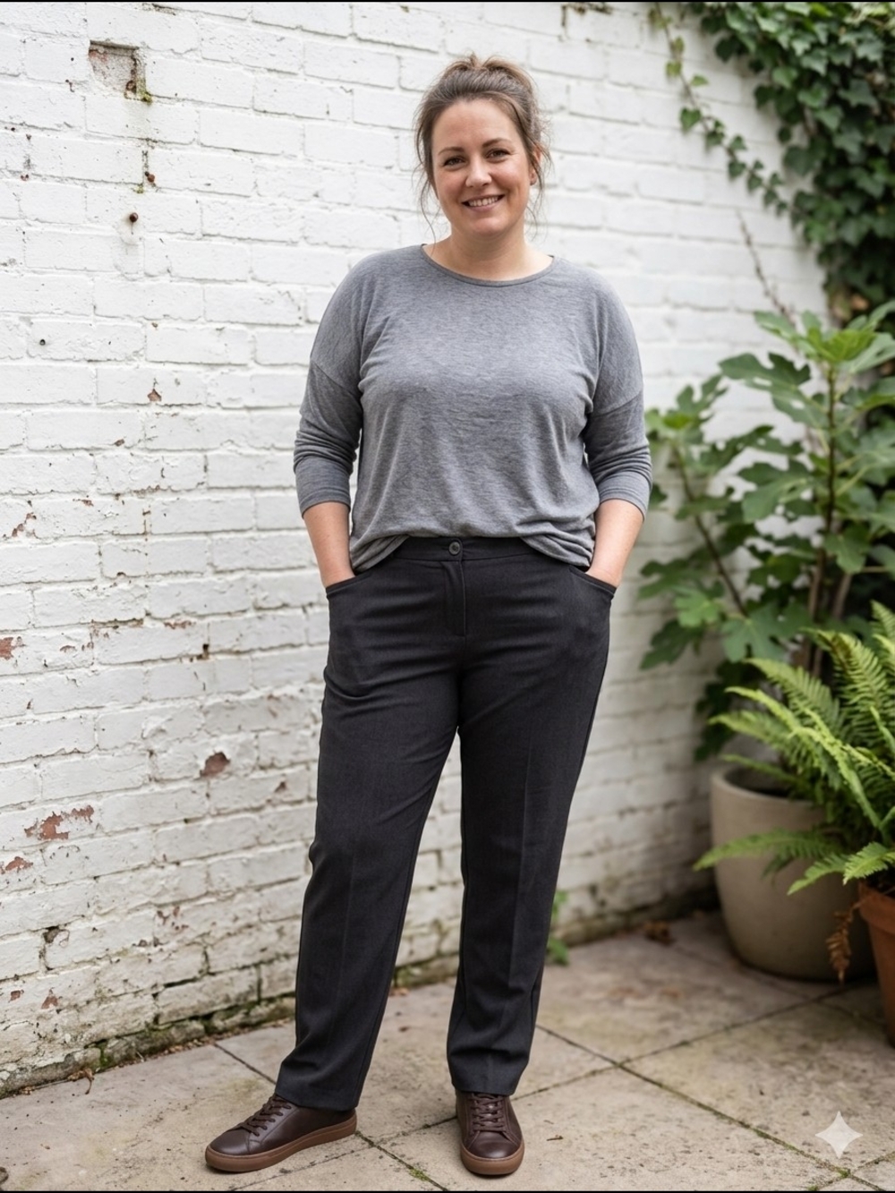 Laura Plus Women's Charcoal Gray Dress Pants Capsule Wardrobe Dark Academia